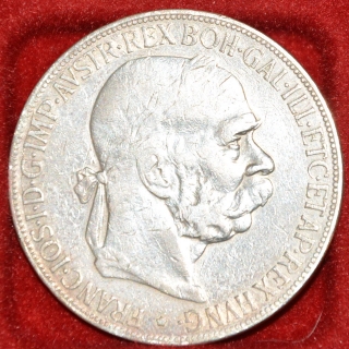 stříbrná mince, Ag 5 korona Franc Josef 1900