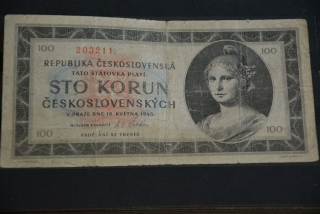 bankovka - 100 korun 1945 série B