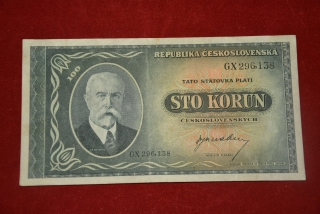 bankovka 100 korun Československých 1945 série GX