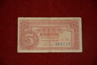 bankovka 5 korun Československých 1949 série A